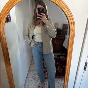Zara Sage/Light Olive Green Denim Shirt Jacket